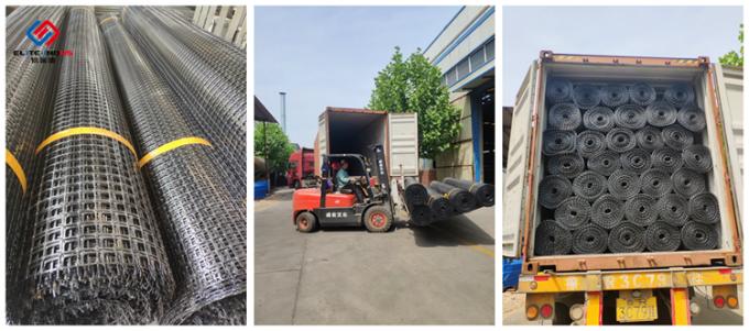 Rejilla negra Pp Geogrid biaxial/40kn Geogrid del suelo para la construcción de carreteras
